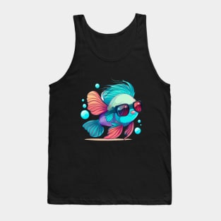 COOL BETTA FISH WITH SUNGLASSES Tank Top